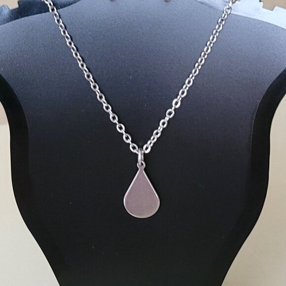 TEARDROP Stainless Steel Charm Chain Necklace 18" Earrings SET - Picture 12 of 16